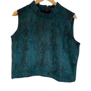 Ladies XXL - Teal/Black High Neck Sleeveless Crop Top